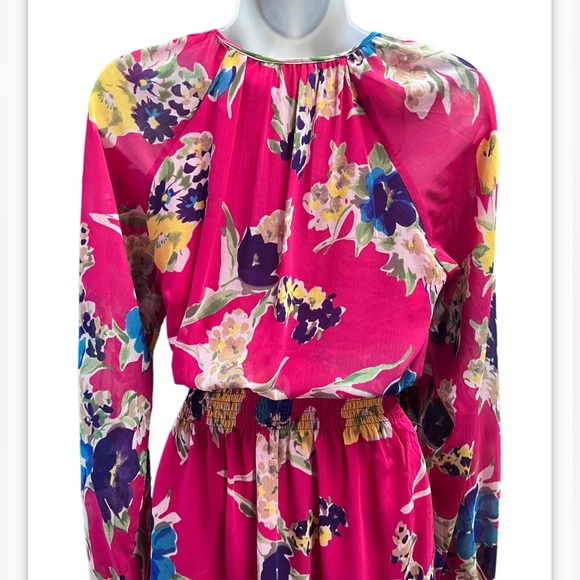 NWT Ralph Lauren Women's Floral Georgette Long Sleeve Dress Sz 2 $185 - Picture 9 of 12
